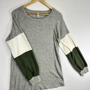 Women's Normcore Casual Magic Fit Color Block Sweater Top - Size L